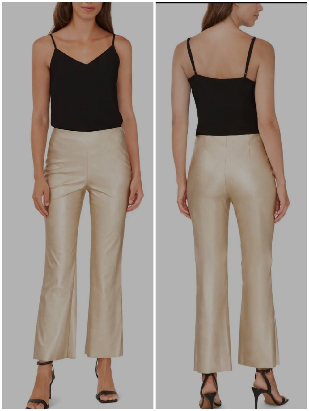 Halogen High Waisted Flat Front Faux Leather Trousers In Metallic Gold Size 6